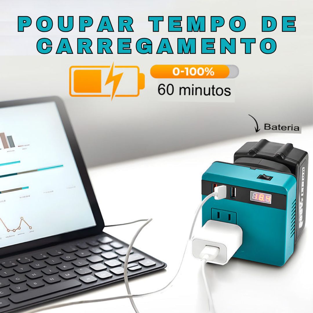 Banco de potência inversor de bateria de lítio com conversão de voltagem inteligente multifuncional + Presente Grátis: Recetor de TV Digital HD 🎁