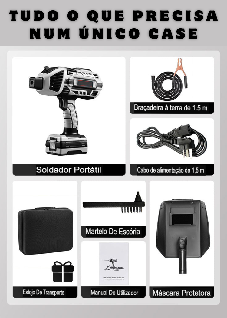 Kit de soldador de arco metálico blindado 5-em-1 com Caixa de Ferramentas Completa + 🎁 Presente Grátis: Recetor de TV Digital HD 🎁