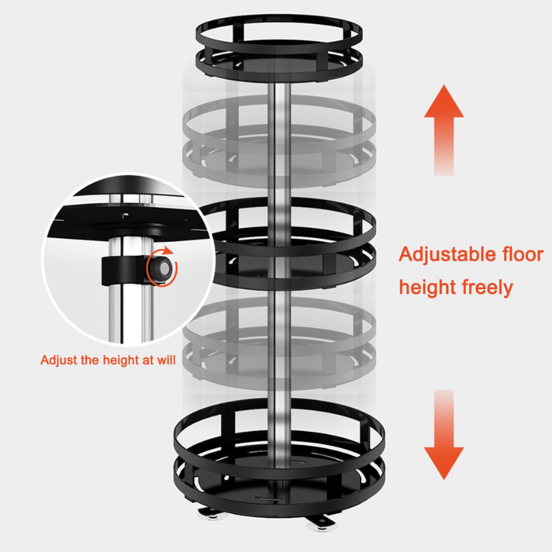 O suporte de arrumação rotativo a 360° pode ser utilizado em qualquer cenário.