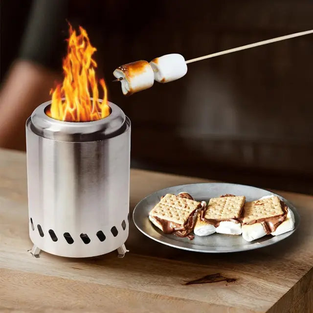 Fogão de mesa portátil para pátio exterior Mesa em aço inoxidável sem fumo Lareira