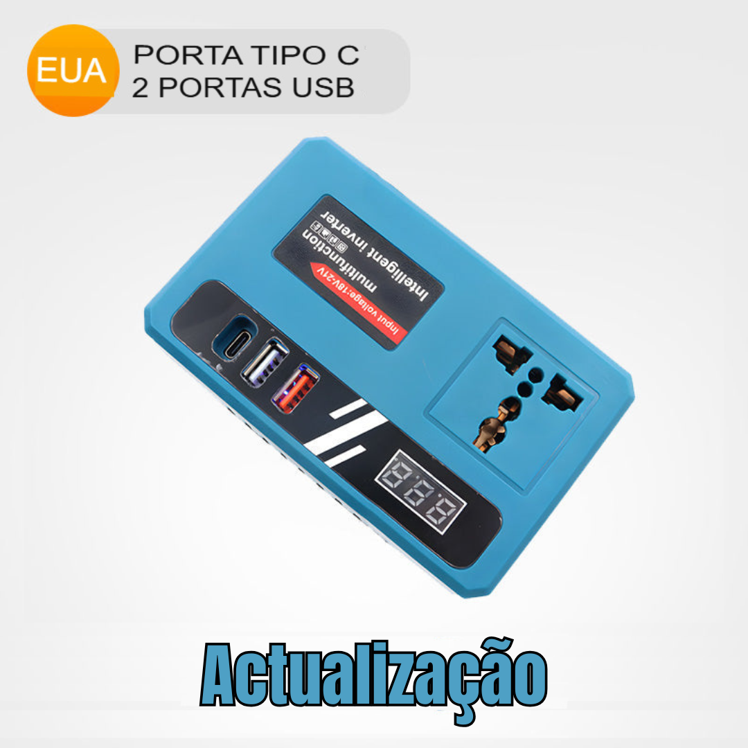 Banco de potência inversor de bateria de lítio com conversão de voltagem inteligente multifuncional + Presente Grátis: Recetor de TV Digital HD 🎁