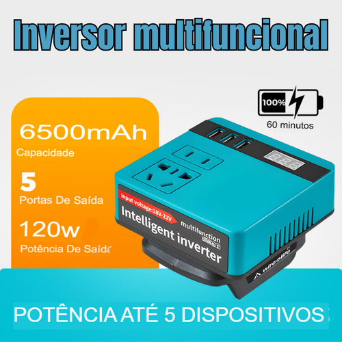 Banco de potência inversor de bateria de lítio com conversão de voltagem inteligente multifuncional 🛒+ Presente Grátis: Recetor de TV Digital HD 🎁