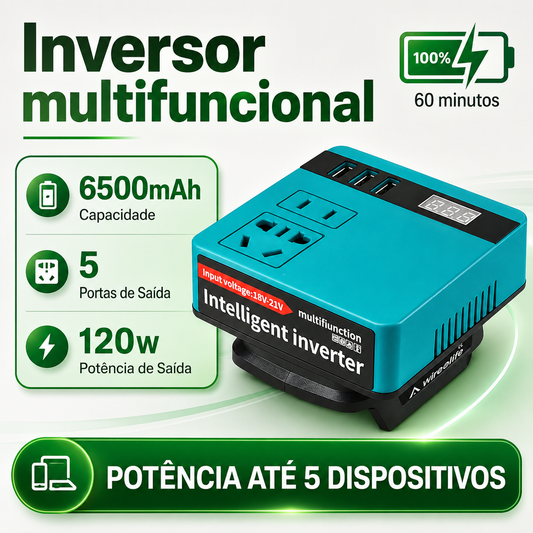 Banco de potência inversor de bateria de lítio com conversão de voltagem inteligente multifuncional 🎁