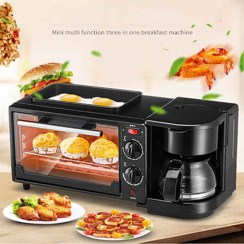 Oferta especial Estação de pequeno-almoço 3 em 1 Forno de pão Máquina de café Placa de fogão Máquina de pequeno-almoço