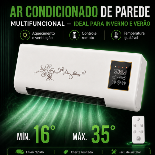 🎁 Ar condicionado de parede versátil para aquecimento e arrefecimento