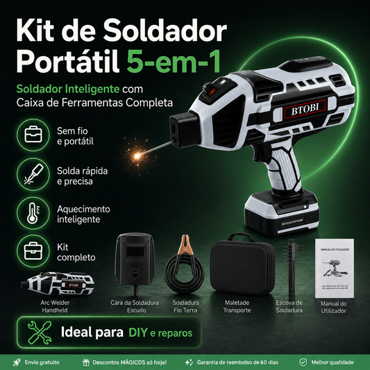 Kit de Soldador Portátil 5-em-1: Soldador Inteligente com Caixa de Ferramentas Completa 🎁